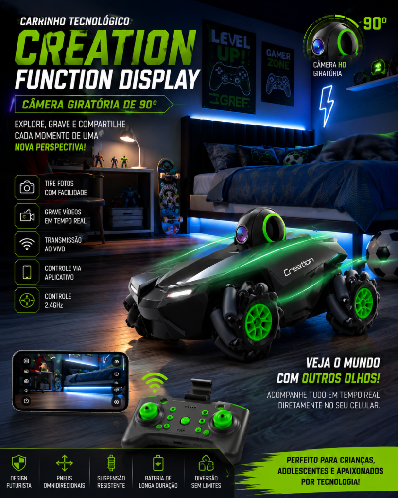 Carrinho Tecnológico Creation com câmera 90º
