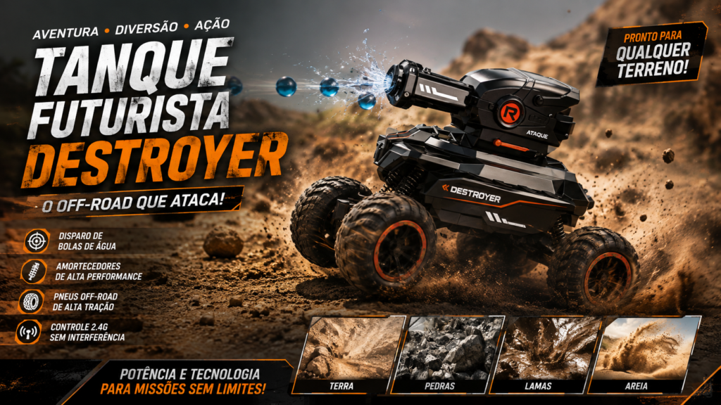 Carrinho Tanque Futurista Destroyer RC